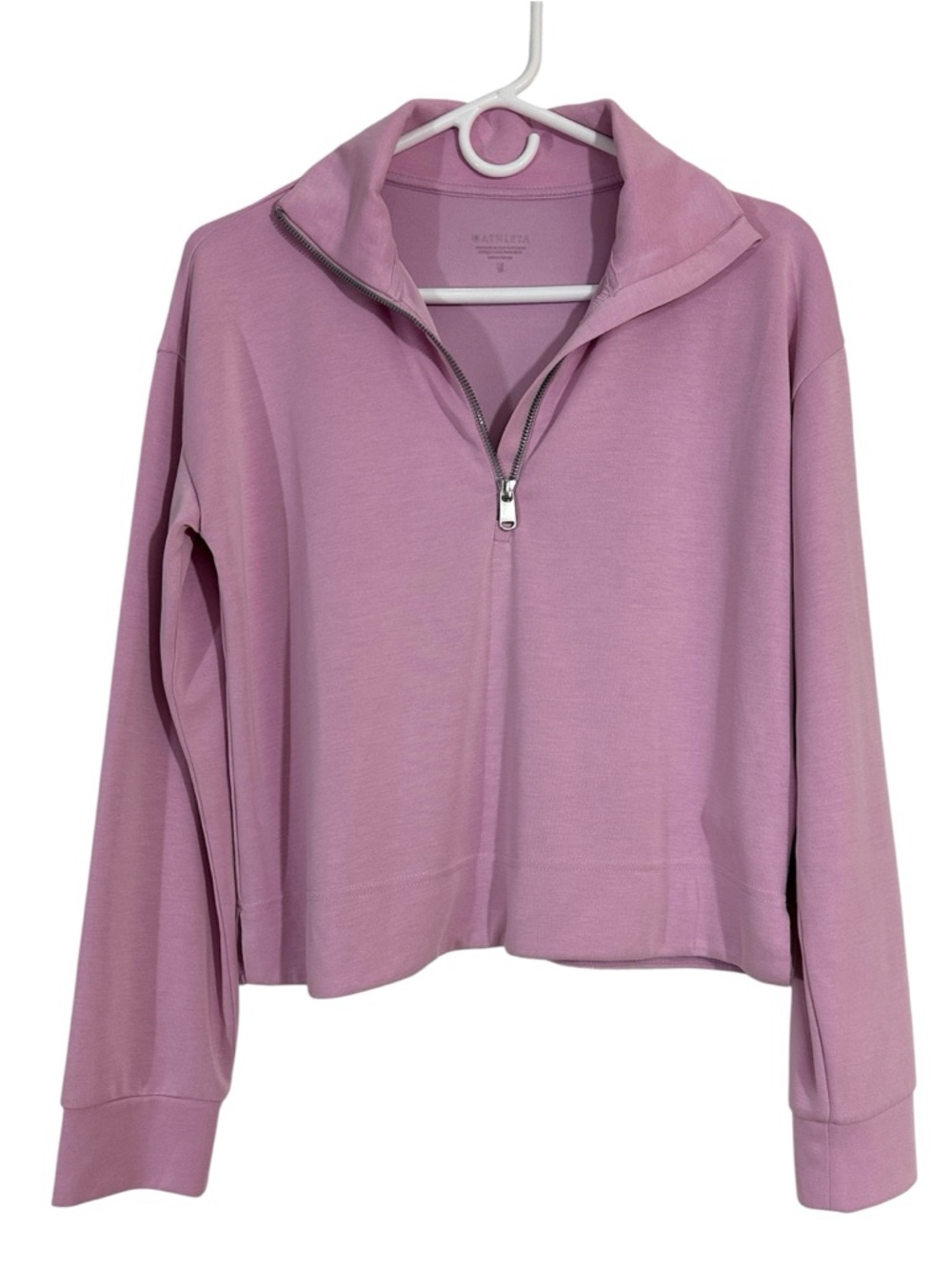 Athleta Seasoft Blush 1/4 Zip Crop Pullover